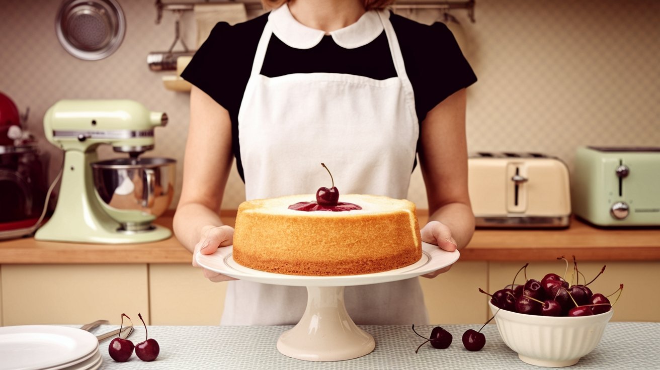 Cherry Angel Food Cake 1950s"