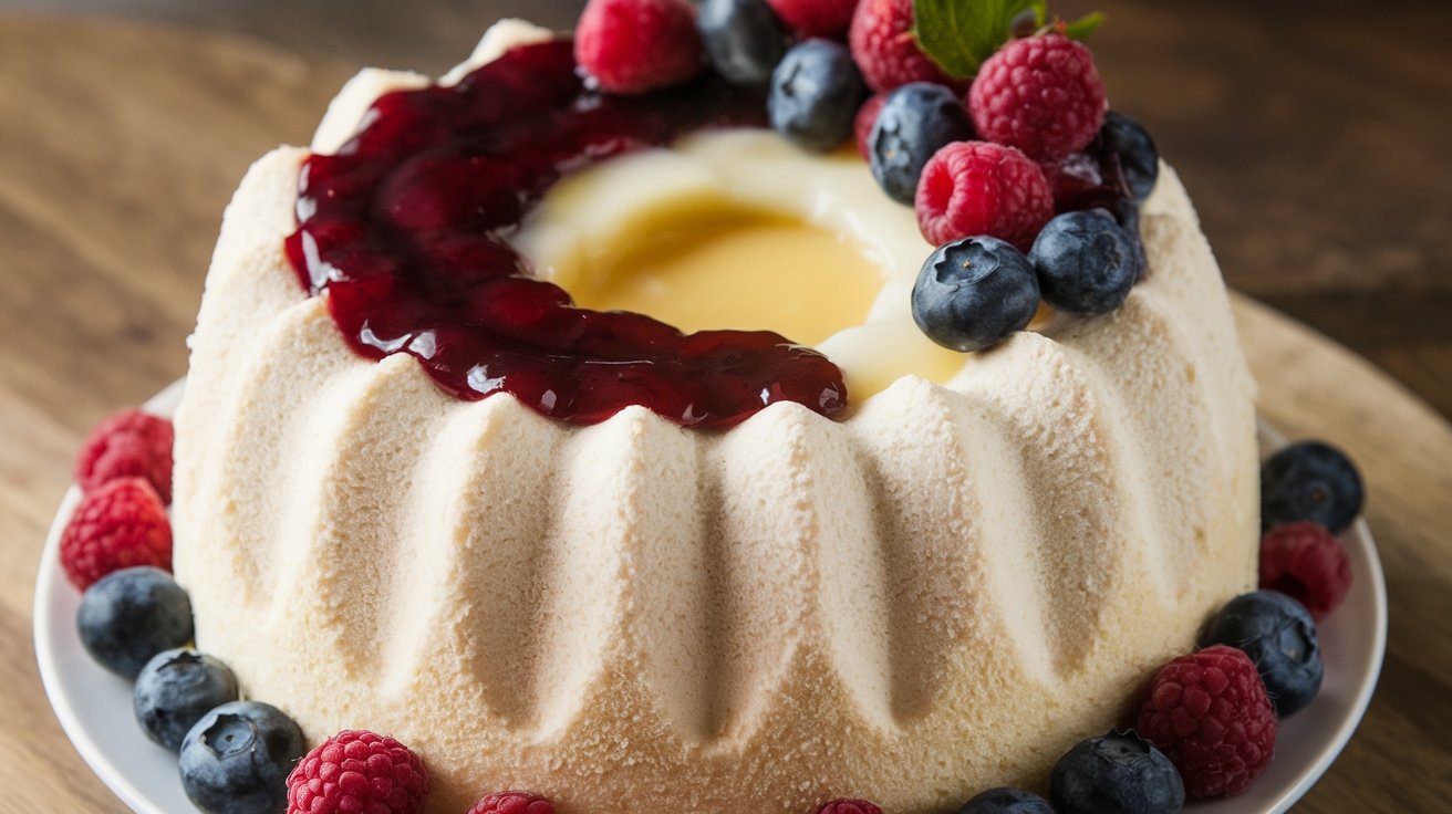 Receta de pastel de ángel con relleno de tarta y pudín