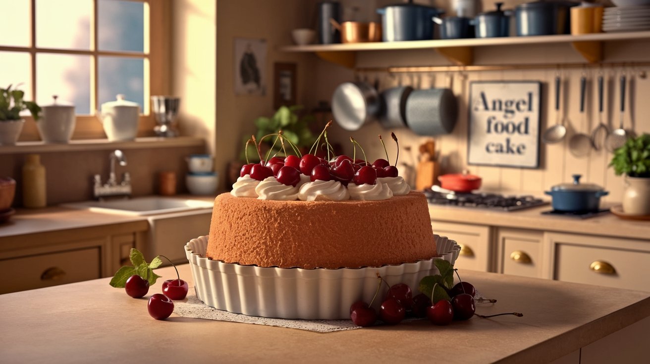 Cherry Angel Food Cake 1950s"